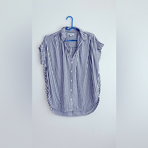 Madewell Tops - Madewell Navy and White Striped Button-Down Shirt